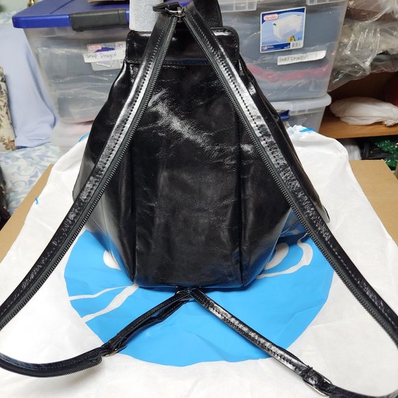 Fabulous Black Patent Calfskin Gabs Backpack NWT Lucchi Campomaggi Company - Picture 5 of 7